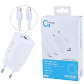 شارژر دیواری 30 وات دو پورت اکسیژن مدل CH-10 به همراه کابل USB-C